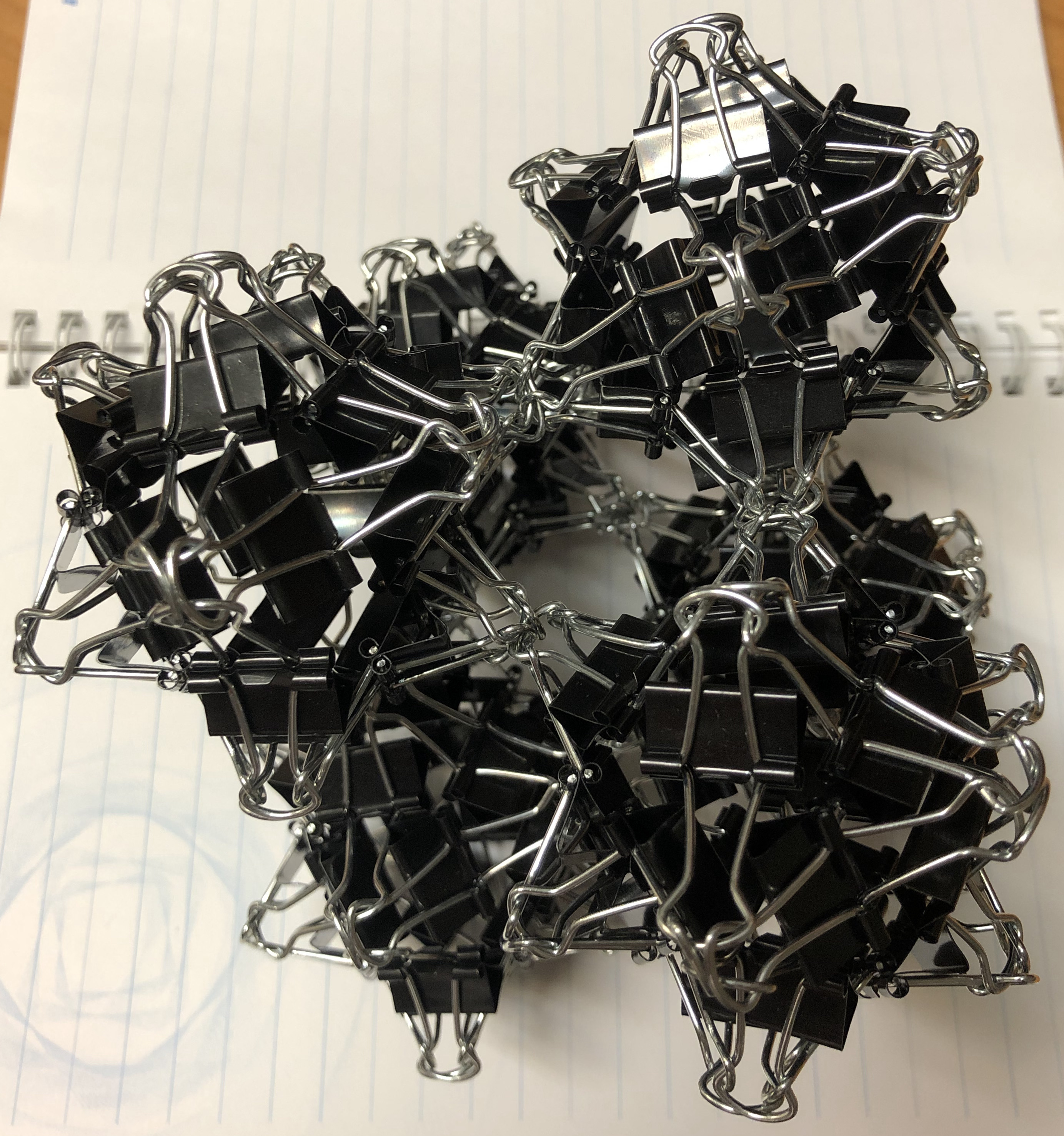 24 clips forming spiky cuboctahedron, 6 of that forming octahedron